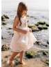 Blush Lace Tulle Beaded Flower Girl Dress